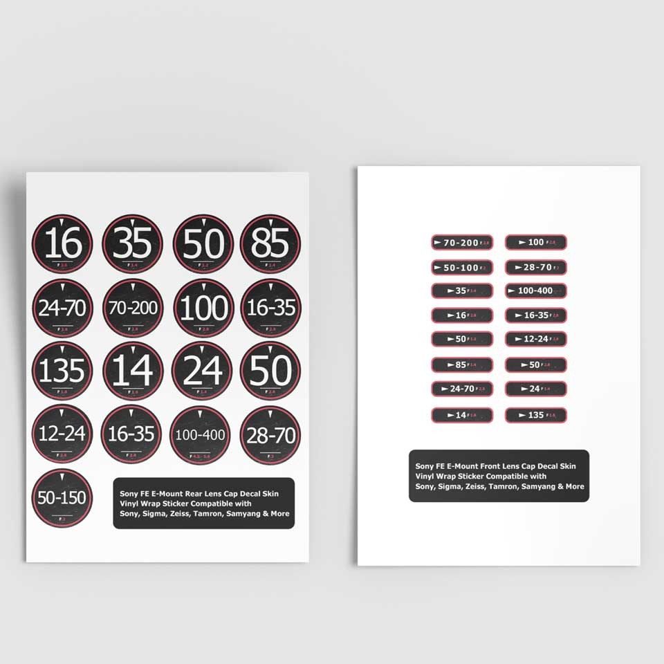 Sony E-Mount FE Lenses High-Resolution Printable Lens Sticker Indicator Pack - Image 3