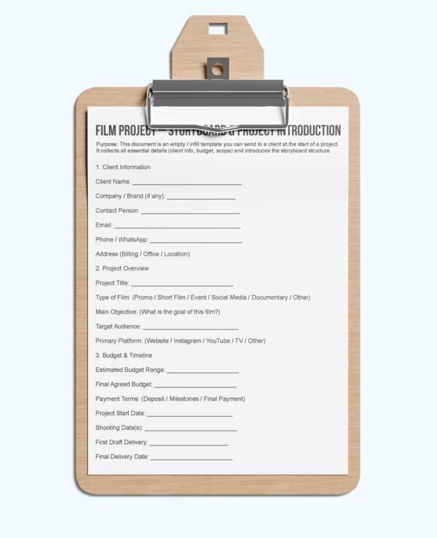 Storyboard template 11 pages