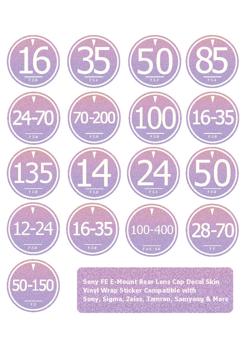 Pink Lens Cap Stickers | Sony E-Mount FE Lens Labels (Digital Download A4 Format) - Image 4