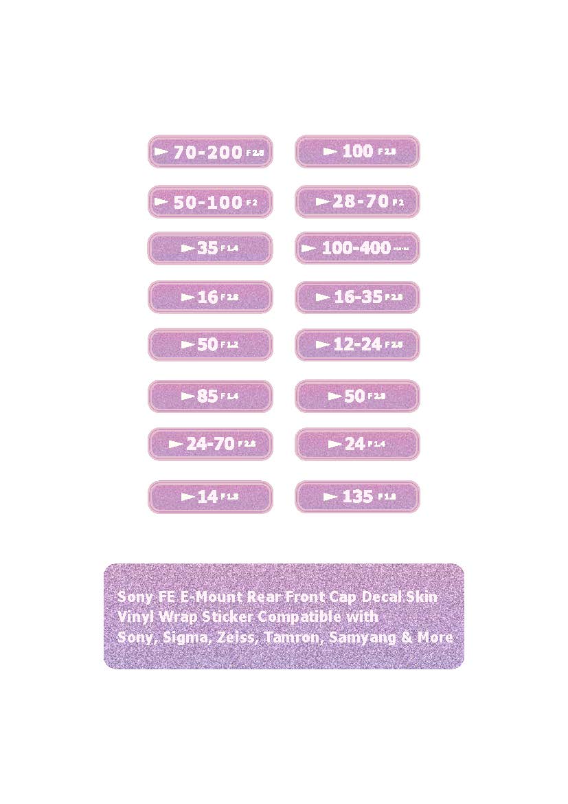Pink Lens Cap Stickers | Sony E-Mount FE Lens Labels (Digital Download A4 Format) - Image 5