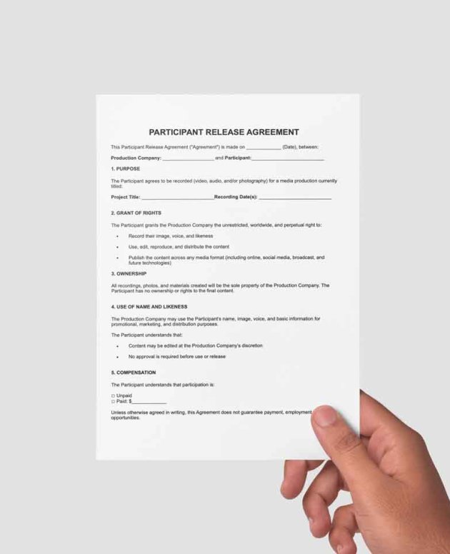 Participant Release Agreement (2026 Updated)